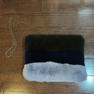 Anthropologie Remi/Reid Crossbody Bag Faux Fur Chain Strap Detachable Clutch
